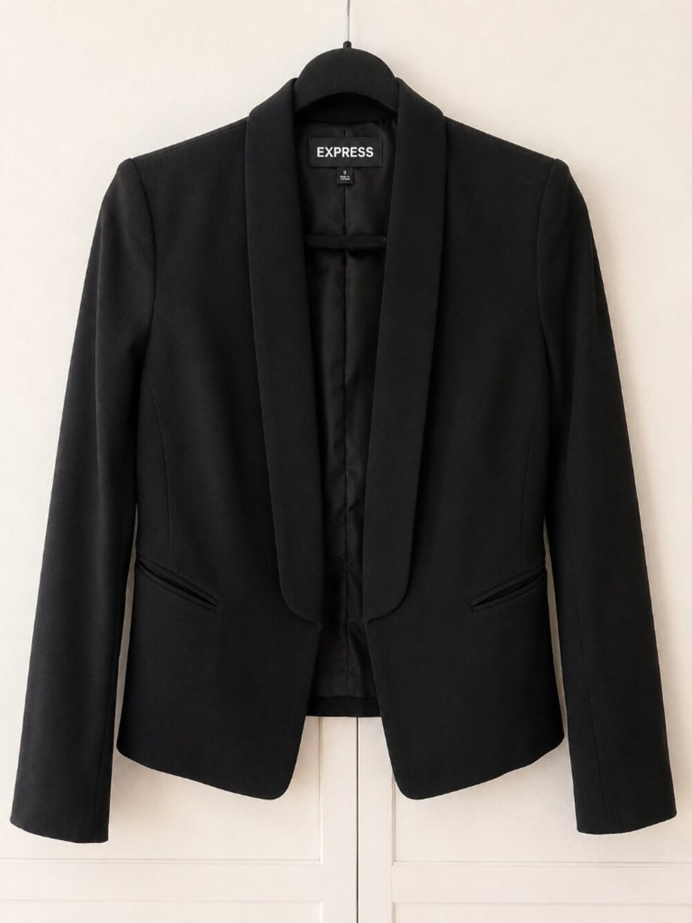 Express Black Open Front Blazer Jacket Size 0 Classic Workwear